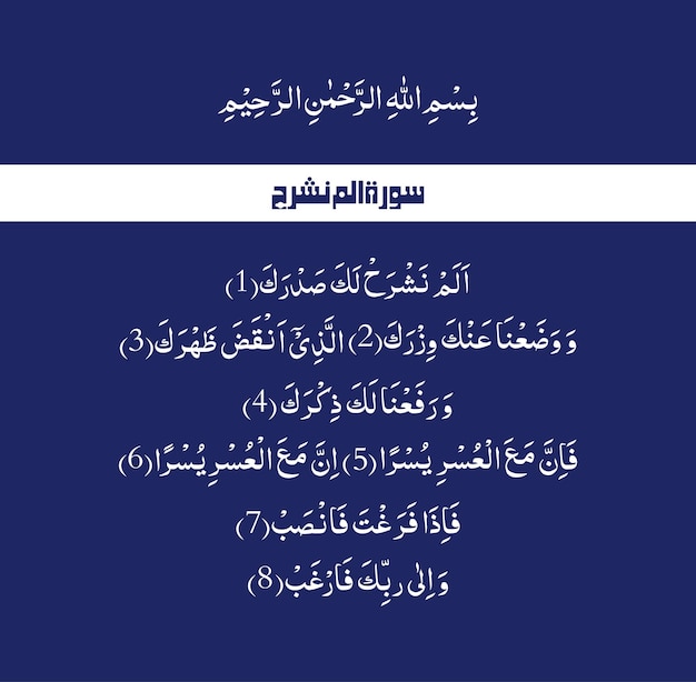 Surah Alam Nashrah of Quran Majeed