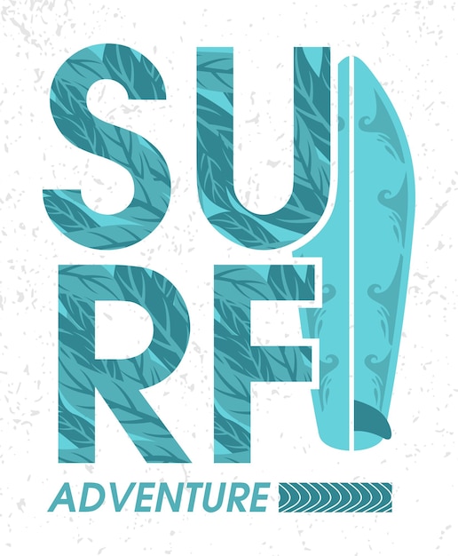 Vector surf avontuur typografie poster concepten