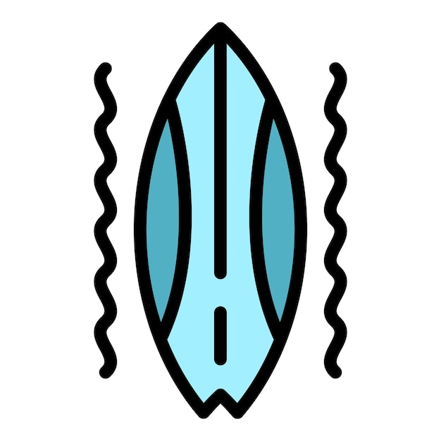 Surf board icon outline vector Building city Bali indonesia color flat