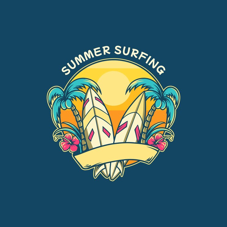 Vector surf board summer illustration