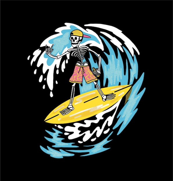 Vector surf bones aloha in beach