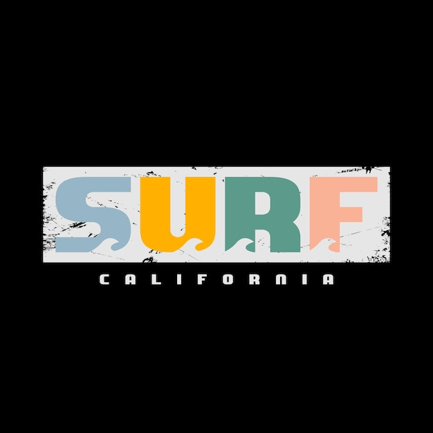 Surf California Illustratie typografie voor t-shirt poster logo sticker of kleding koopwaar