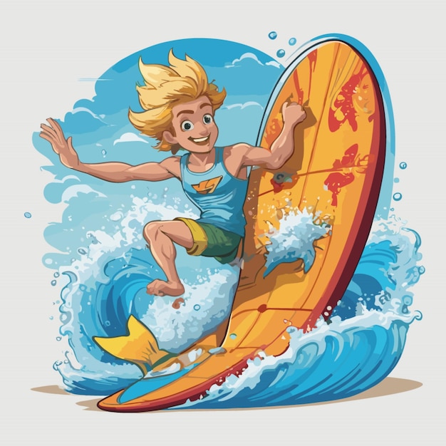 Vector surf cartoon vector on a white background