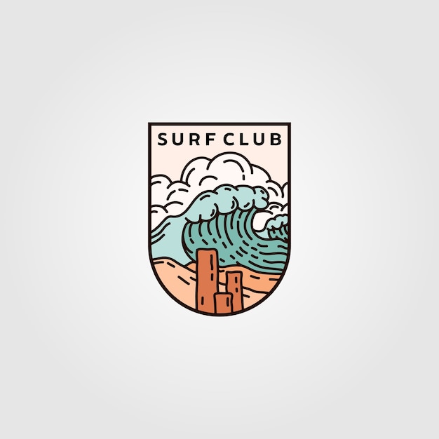 Surf club emblem logo design