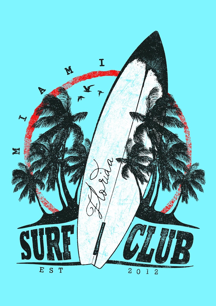 Vector surf club on a sunny day in florida