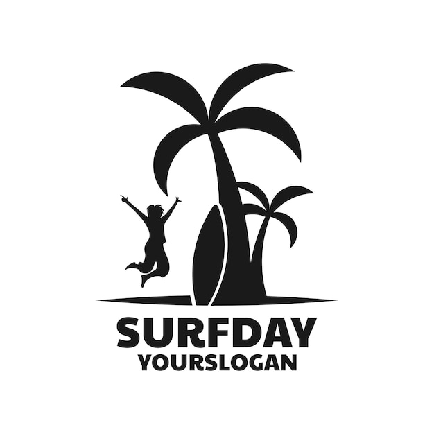 Surf day silhouette logo design