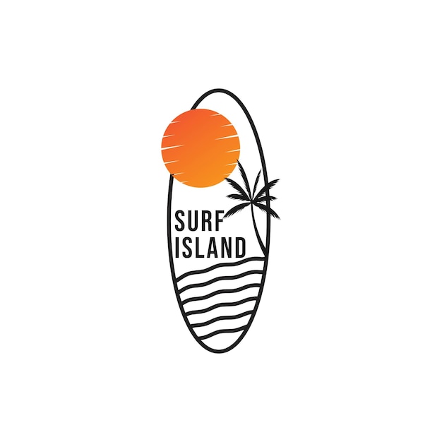 Vector surf eiland logo vector ontwerpsjabloon