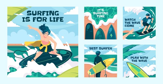 Vector surf instagram posts