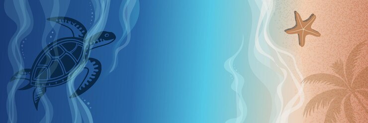 Vector surf line from above seashore sandy shore sea turtle empty space for text banner