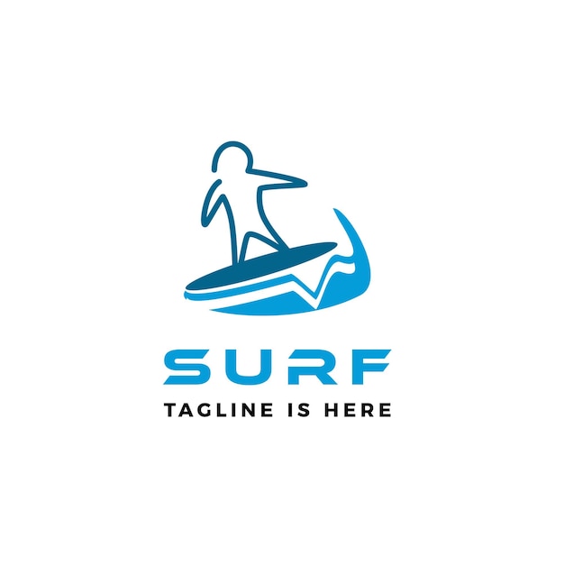 Illustrazione dell'icona di vettore del logo di surf