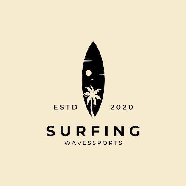 Vector surf logo vintage vector illustratie ontwerp