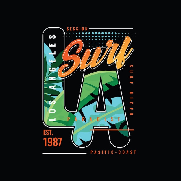 Surf tipografia dell'illustrazione di los angeles. perfetto per il design della maglietta