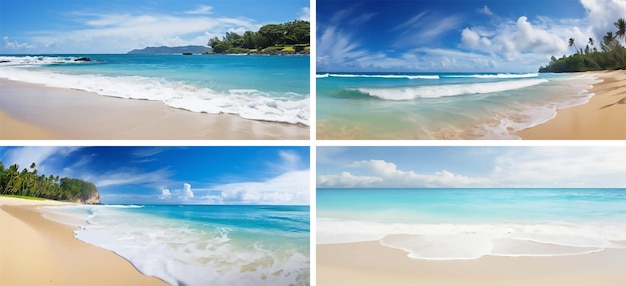 Vector surf paradijs zeelandschap zonneschijn idyllisch splash resort caribische kust tropische golven