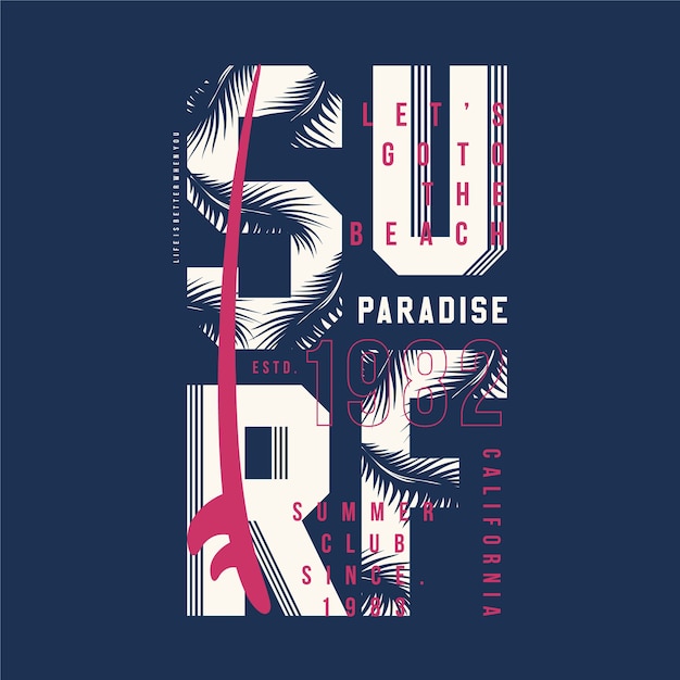 surf paradise graphic t shirt design typography  