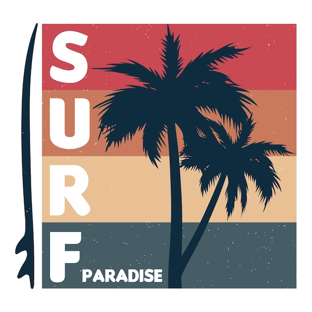 Surf Paradise Vector Illustratie T-shirt Ontwerp