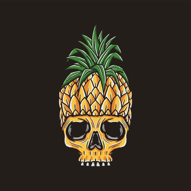 Vector surf pineapple skull and beach