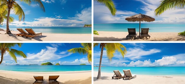 Vector surf swim collage paradise seascape hotel resort caribbean palm shore tropic wave relaxation