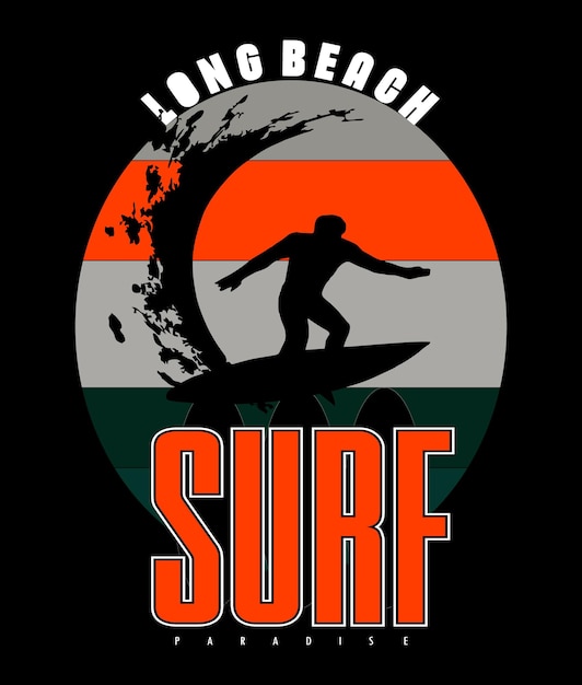 Surf typografie ontwerp tshirt print vectorillustratie