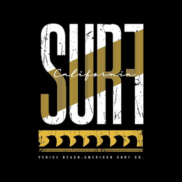 Surf typography illustration tshirt and apparel design