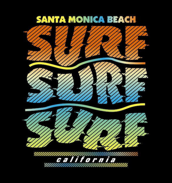 Surf typography vector lettering for tshirt design