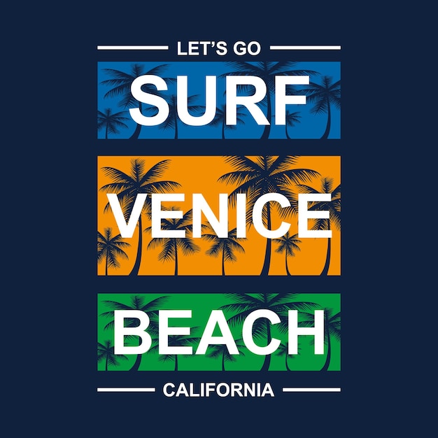 Surf venice beach typography for print t shirt premium vector