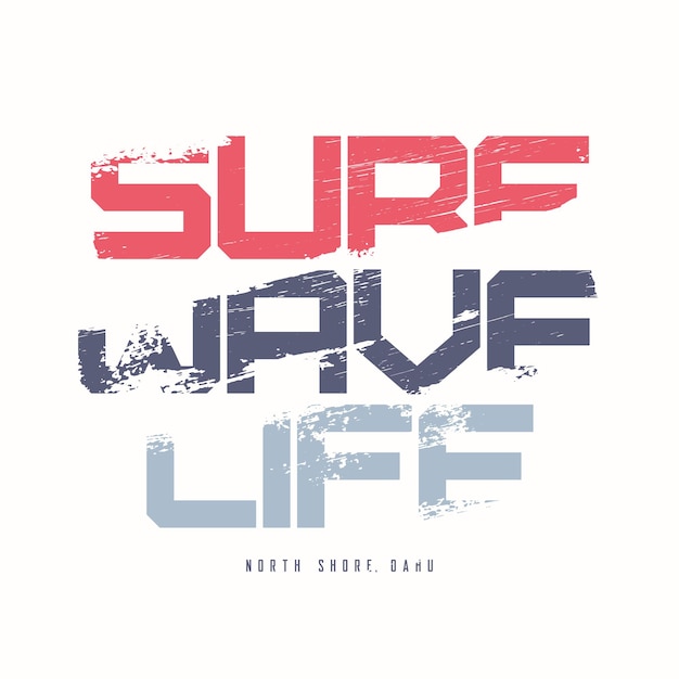 Surf onda vita grafica estate tshirt design illustrazione vettoriale