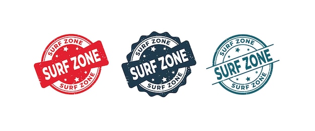 Surf Zone Sign or Stamp Grunge Rubber on White Background