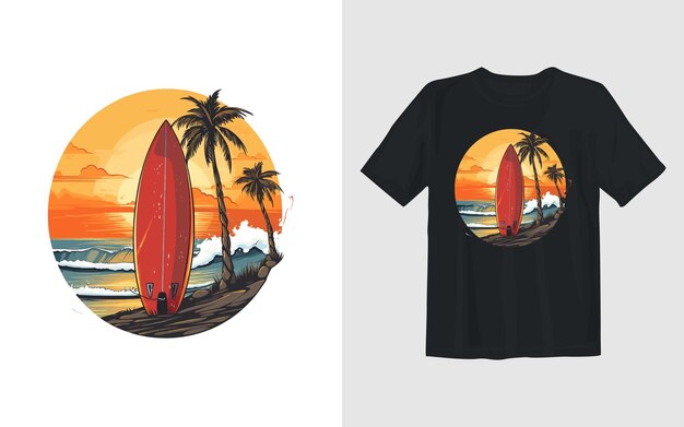 Surfboard cartoon vector illustration Surfboard t shirt design