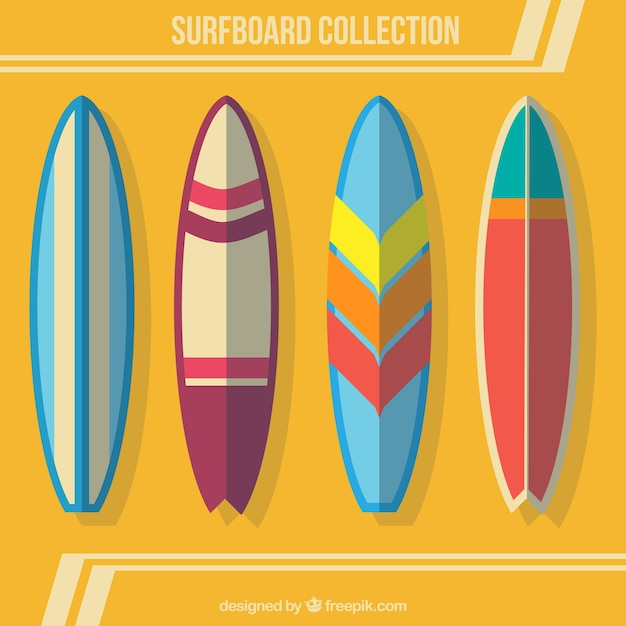 Vector surfboard collection in flat design