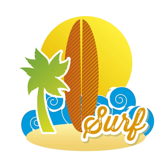 Surfboard icon over white background vector illustration