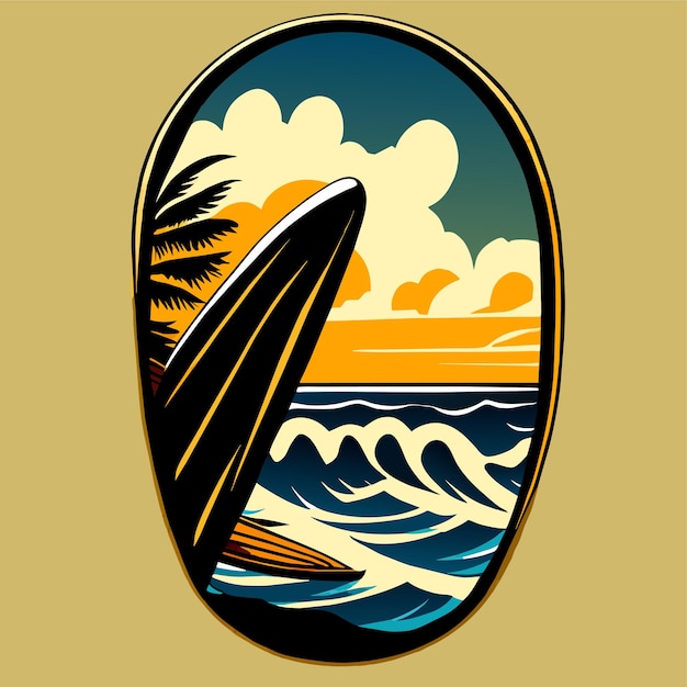 Vector surfboard logo vector illustration