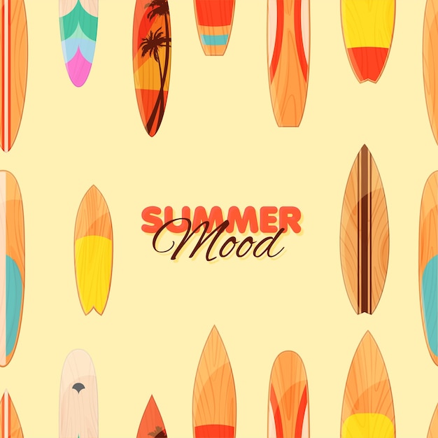 Surfboard seamless pattern Summer mood