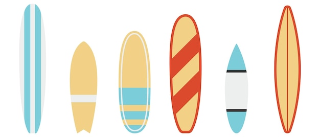 Vector surfboard set flat vector illustration