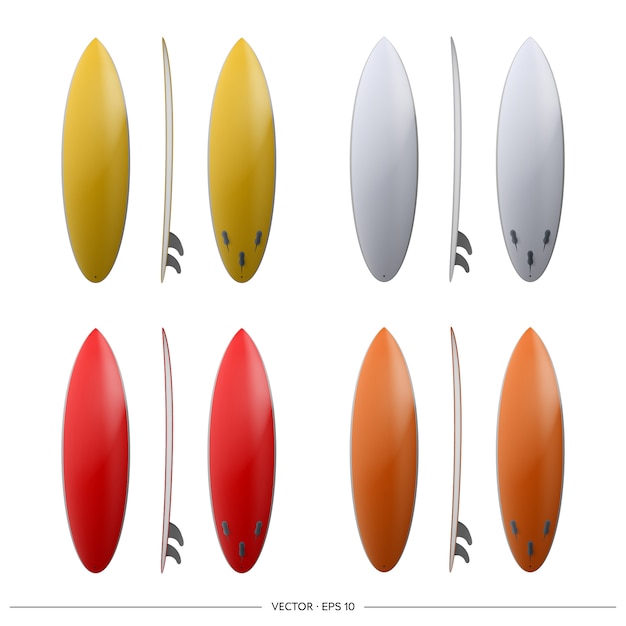 Surfboards kit isolated on white