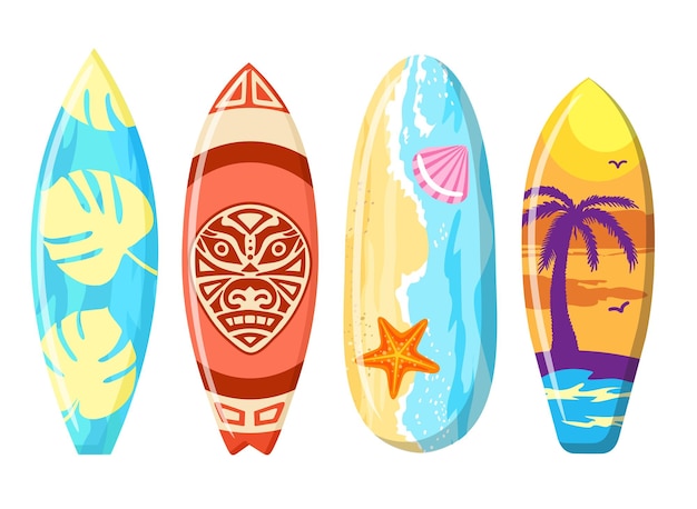 Vector surfboards set bodyboard surfboard beautiful drawing on a surfboard