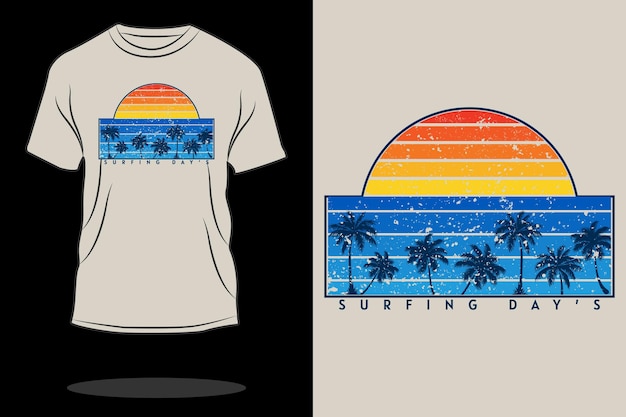 Surfdag retro t-shirtontwerp