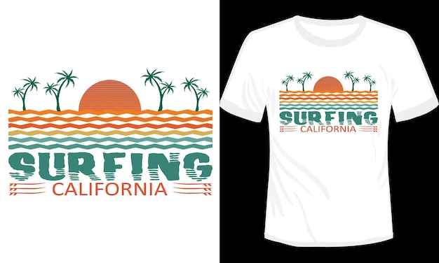 Surfen Californië Tshirt ontwerp vectorillustratie