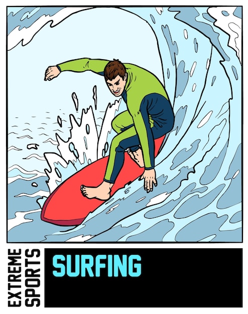 Surfen extreme sporten illustratie met achtergrond