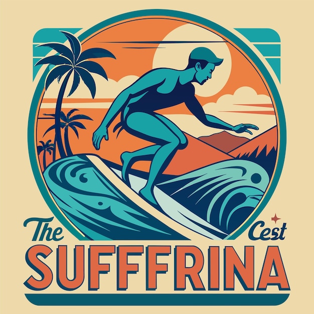 Vector surfen in californië illustratie voor t-shirt sticker ontwerp