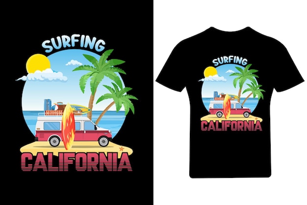 Surfen in Californië T-shirtontwerp,