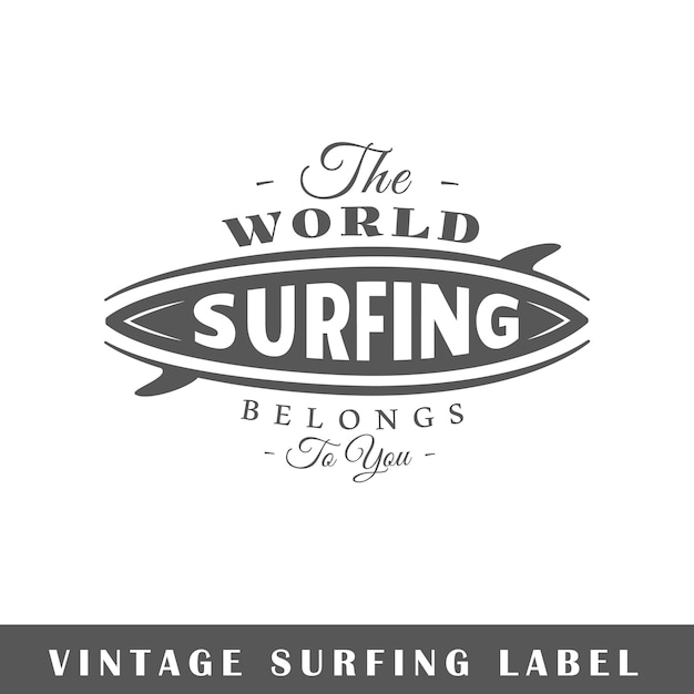 Surfen label op witte achtergrond. element. sjabloon voor logo, bewegwijzering, huisstijl. illustratie