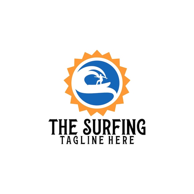 Surfen logo sjabloon vector. Surfen logo concept vector