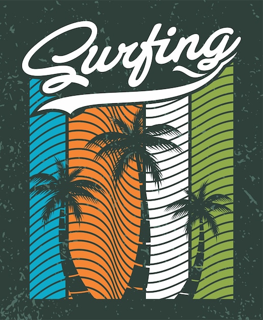 Surfen met posterontwerpen met palmbomen