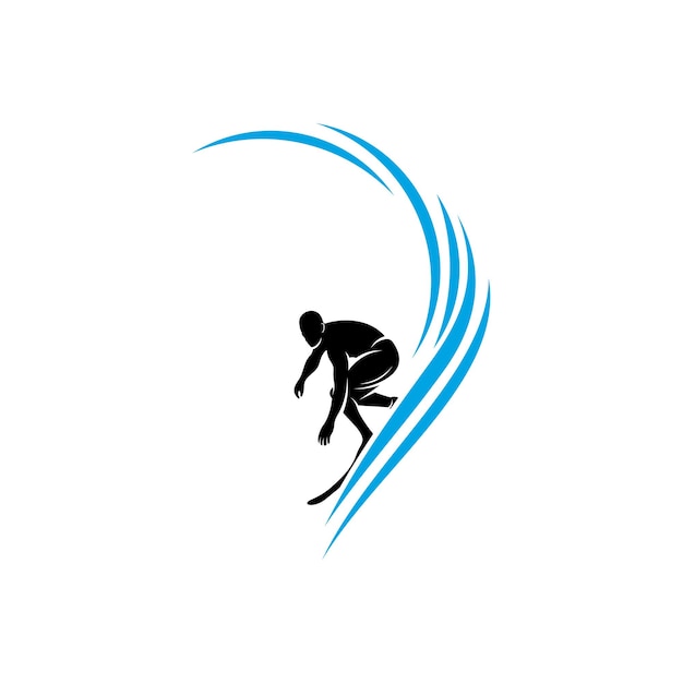 Surfen met water golf logo vector sjabloon illustratie symbool silhouet ontwerp