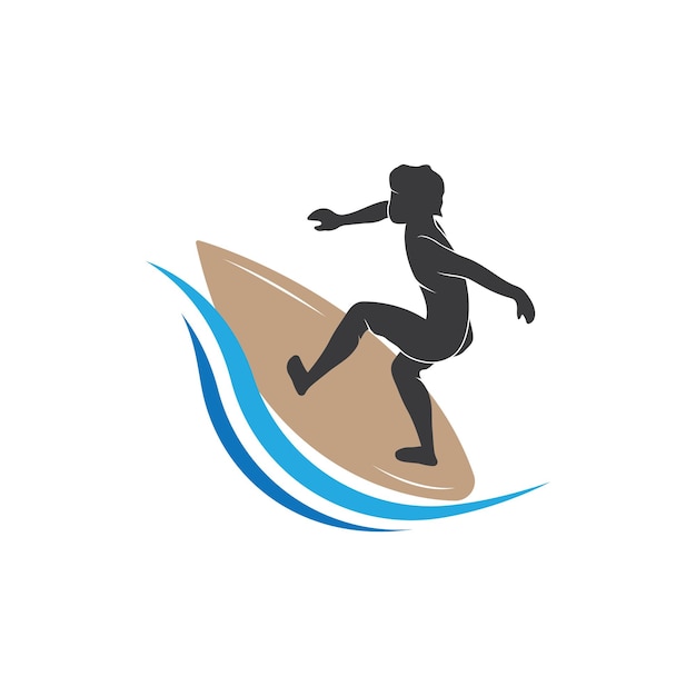 Surfen met water golf logo vector sjabloon illustratie symbool