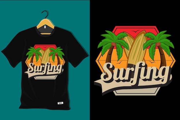 Surfen retro vintage t-shirtontwerp