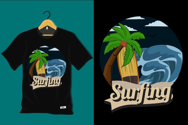 Vector surfen retro vintage t-shirtontwerp