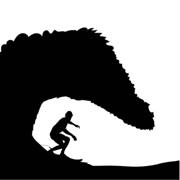 surfen silhouetten vector illustratie geïsoleerd