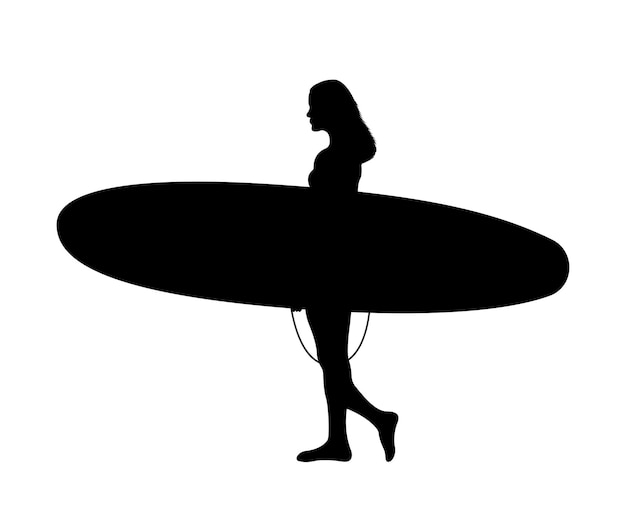 Surfen vrouwen silhouet surfer met bord illustratie