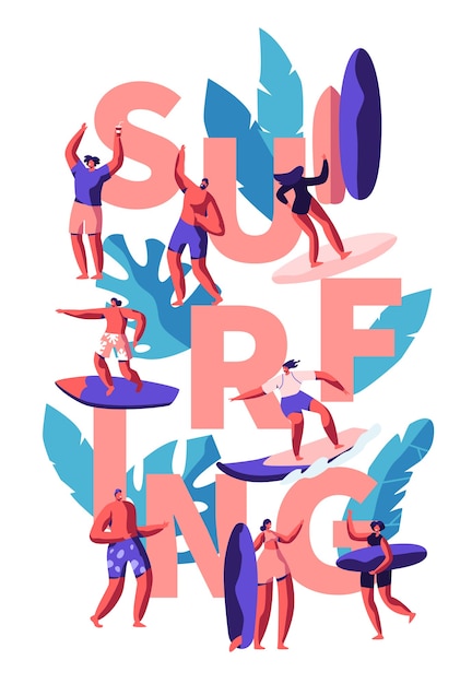 Surfen water activiteit concept illustratie